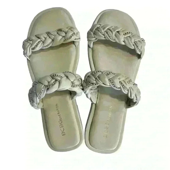 BCBGeneration Tanya Criss Cross Double Band Slide Sandal Size 8​ - Picture 2 of 6